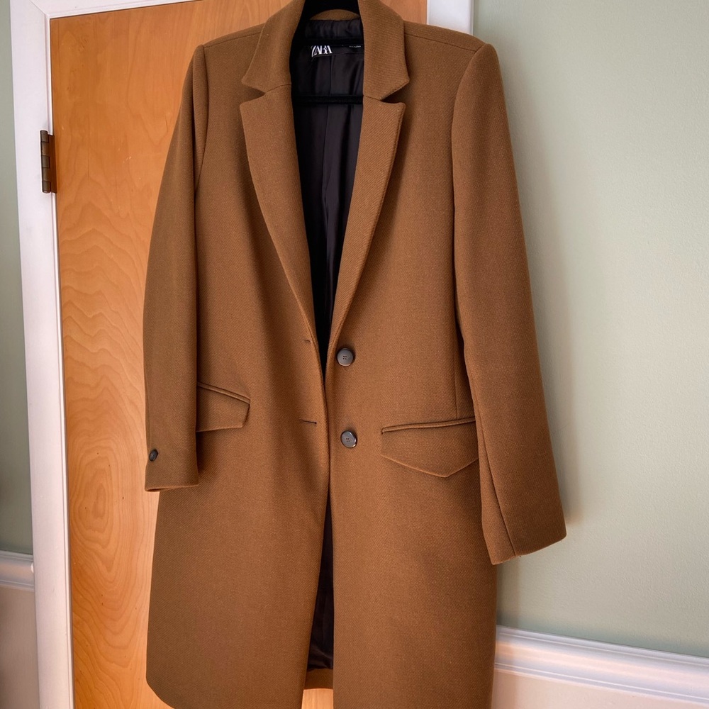 Zara Tan Wool Blend Coat